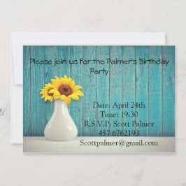 Solblommor i vas inbjudningar