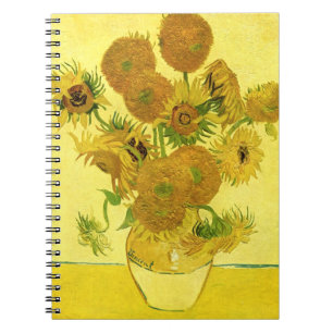 Solblommor i Vas Van Gogh Fine Art Anteckningsbok Med Spiral