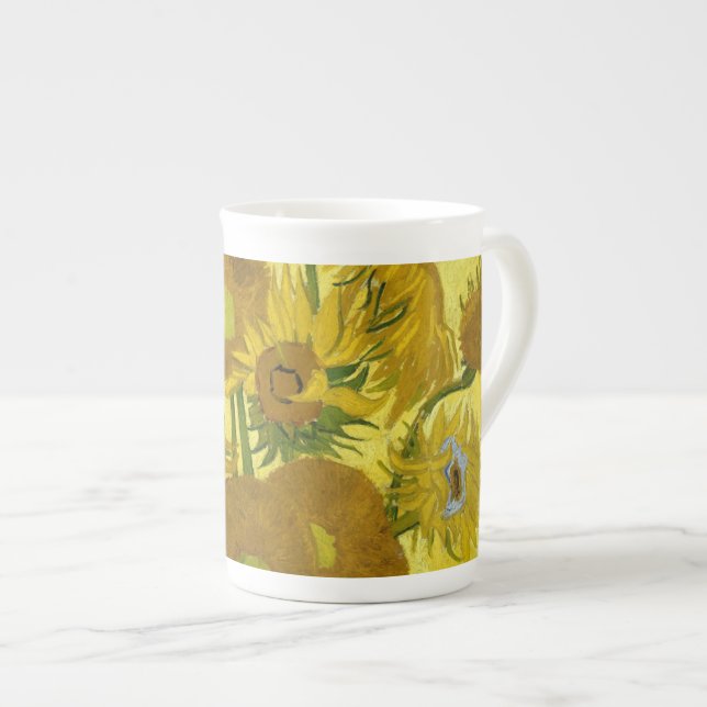 Solblommor i Vas Van Gogh Fine Art Benporslin Mugg (Framsida höger)