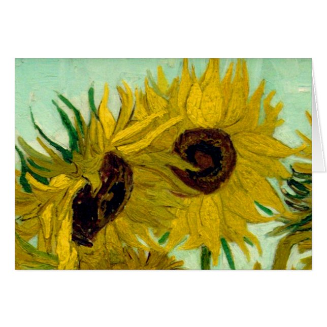 Solblommor i Vas Van Gogh Fine Art Hälsningskort (Framsidan Horizontal)