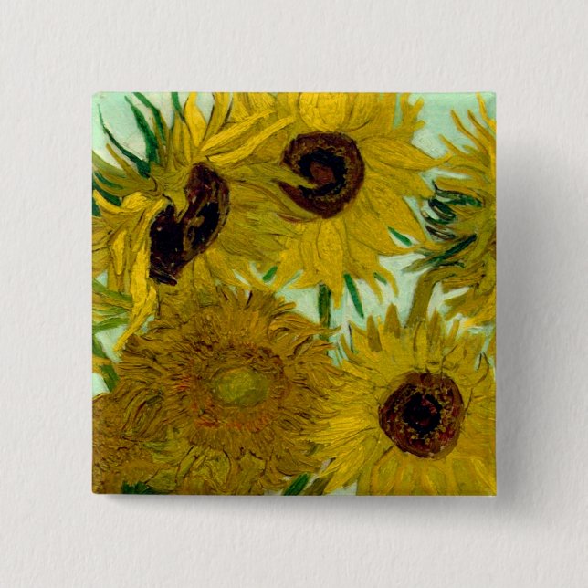 Solblommor i Vas Van Gogh Fine Art Knapp (Framsida)
