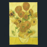 Solblommor i Vas Van Gogh Fine Art Kökshandduk<br><div class="desc">Fortfarande Life: Vas med femton solblommor, Vincent van Gogh, Arles, augusti 1888. Vas med tolv solrosor är den fjärde versionen av den andra solrosserien av Vincent van Gogh, som målades i Arles under augusti 1888. Olja på arbetsyta, 93 x 73 cm. National Gallery, London. F 454, JH 1562 Vincent Willem...</div>