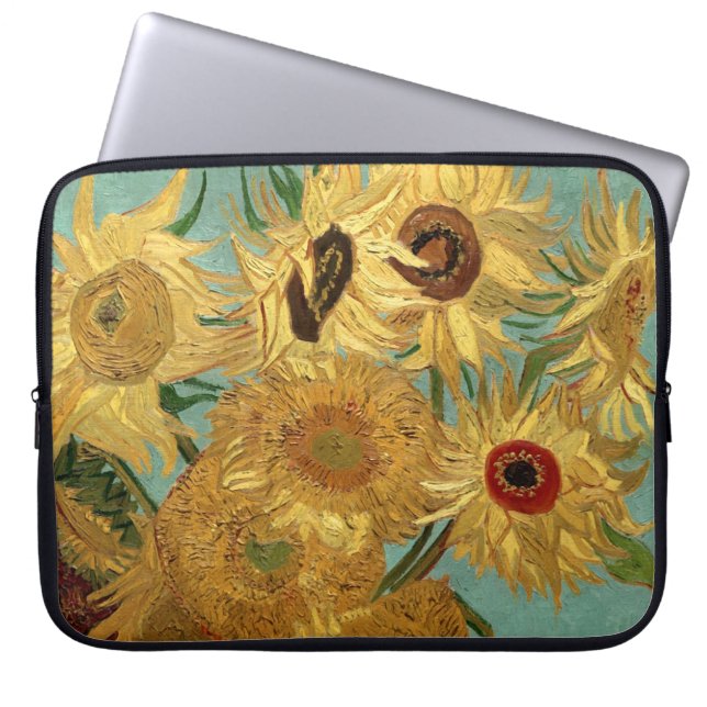 Solblommor i Vas Van Gogh Fine Art Laptop Sleeve (Framsidan)