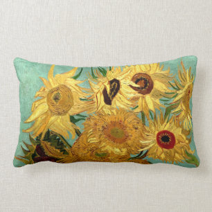 Solblommor i Vas Van Gogh Fine Art Lumbarkudde