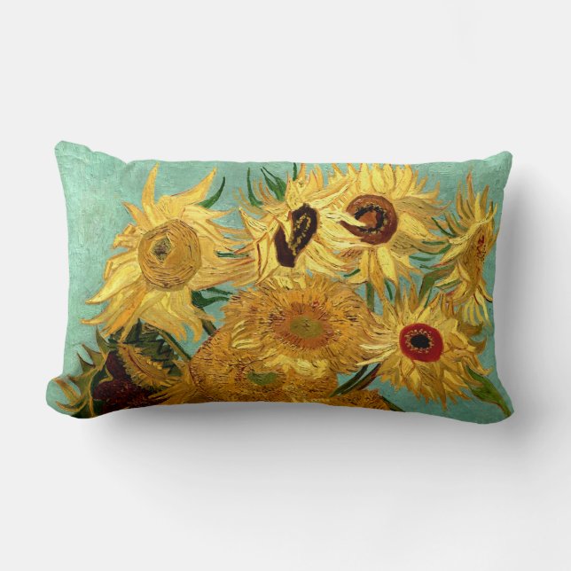 Solblommor i Vas Van Gogh Fine Art Lumbarkudde (Framsida)