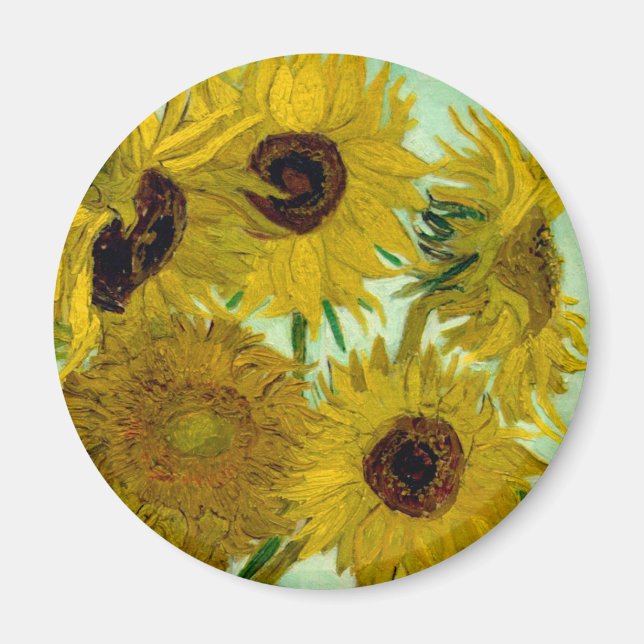 Solblommor i Vas Van Gogh Fine Art Magnet (Framsidan)
