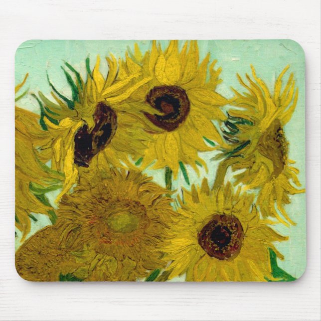 Solblommor i Vas Van Gogh Fine Art Musmatta (Framsidan)