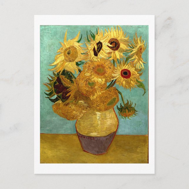 Solblommor i Vas Van Gogh Fine Art Vykort (Framsida)