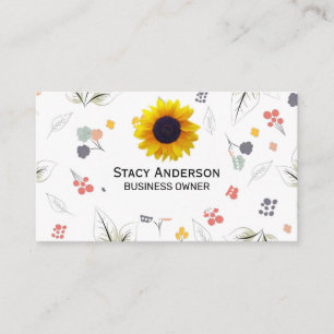 Solblommor   Illustrative Flowers Blommigt Inslag Visitkort