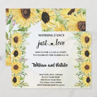 Solblommor Inget Finare bara Kärlek Elopement Inbjudningar