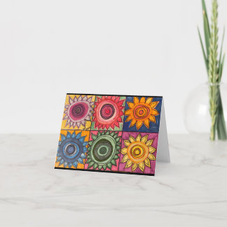 Solblommor inspirerade av Kandinskys "Färg Study" Kort
