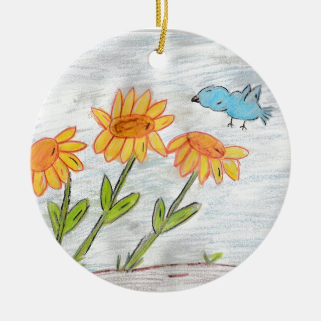 Solblommor Julgransprydnad Keramik (Framsidan)