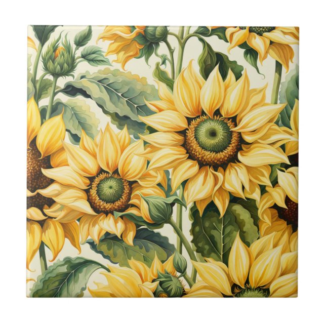 Solblommor Kakelplatta (Framsidan)