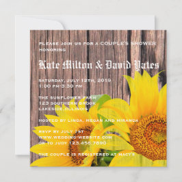 Solblommor Kärlek Rustic Land Couple Shower Inbjudningar