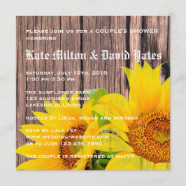 Solblommor Kärlek Rustic Land Couple Shower Inbjudningar