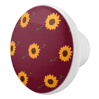 Solblommor, keramiska knoppar (Barn Red & Guld)