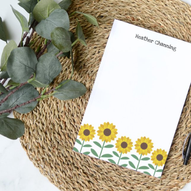 Solblommor - lägg till ditt namn post-it block (Skapare uppladdad)