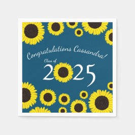 Solblommor Land Studentfest Blue Pappersservett