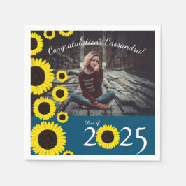 Solblommor Land Studentfest Blue Pappersservett