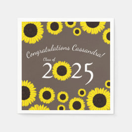 Solblommor Land Studentfest Brown Pappersservett