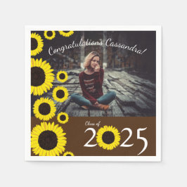 Solblommor Land Studentfest Brown Pappersservett