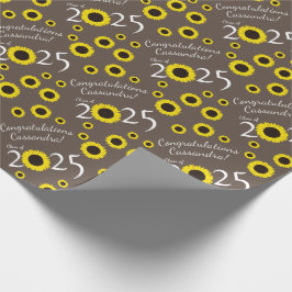 Solblommor Land Studentfest Brown Wrapping Presentpapper