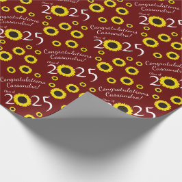 Solblommor Land Studentfest Maroon Presentpapper