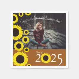 Solblommor Land Studentfest Rust Orange Pappersservett