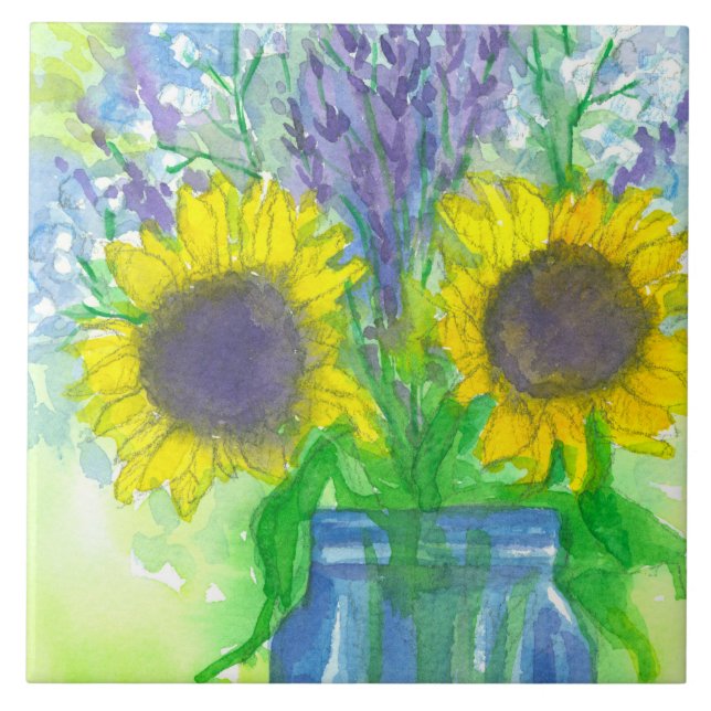 Solblommor Lavender Baby's Bandeand Bouquet Kakelplatta (Framsidan)