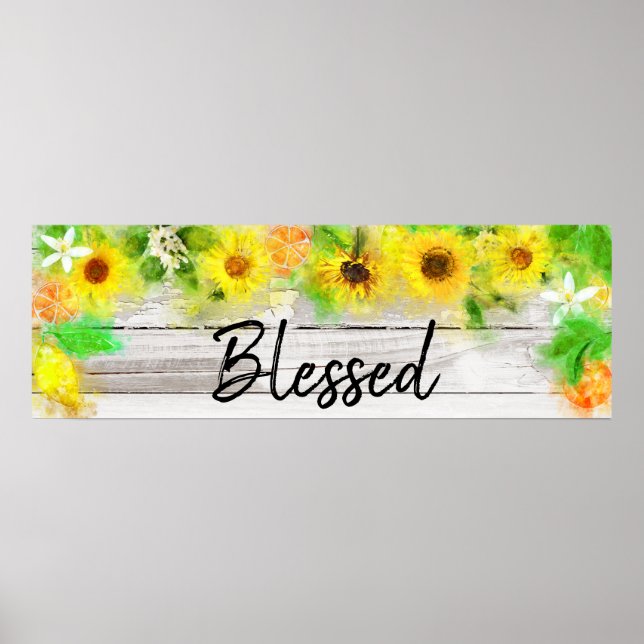 *~* Solblommor Lemons Orange Rustic Wood Blzed Poster (Framsidan)