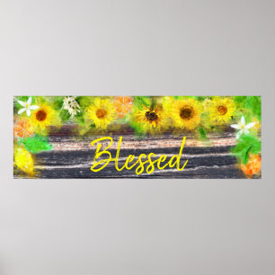 *~* Solblommor Lemons Orange Rustic Wood Blzed Poster