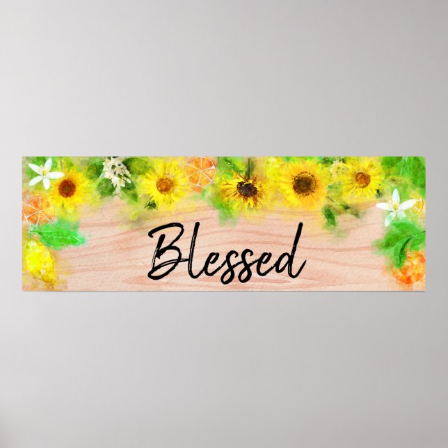*~* Solblommor Lemons Orange Rustic Wood Blzed Poster (Framsidan)
