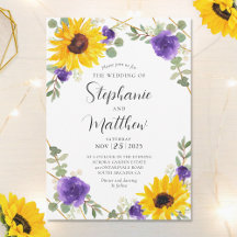 Solblommor Lila Ro Geometric Botanical Bröllop