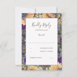 Solblommor Lila Rustic Fall Wedding OSA Kort