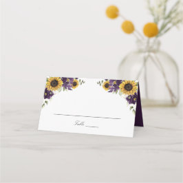 Solblommor Lila Violett Flower Bröllop Place Card Placeringskort