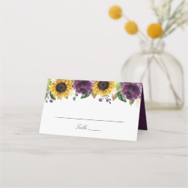 Solblommor Lila Violett Flower Bröllop Place Card Placeringskort