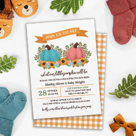Solblommor Little Pumpkin Fall Gender Reveal Inbjudningar