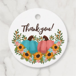 Solblommor Little Pumpkin Gender Reveal Tack Gåvor Etiketter