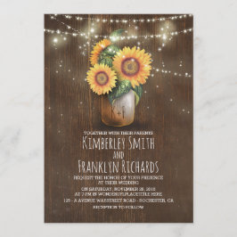 Solblommor Mason Burk String Ljus Fall Wedding Inbjudningar