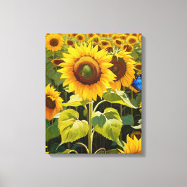 Solblommor med blå fjäril canvastryck