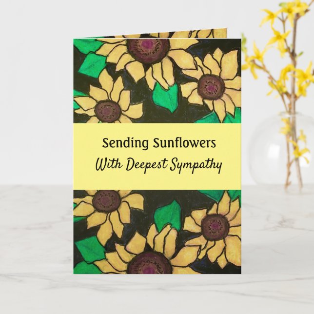 Solblommor med djup sympati Prayers Care Kort (Gul blomma)