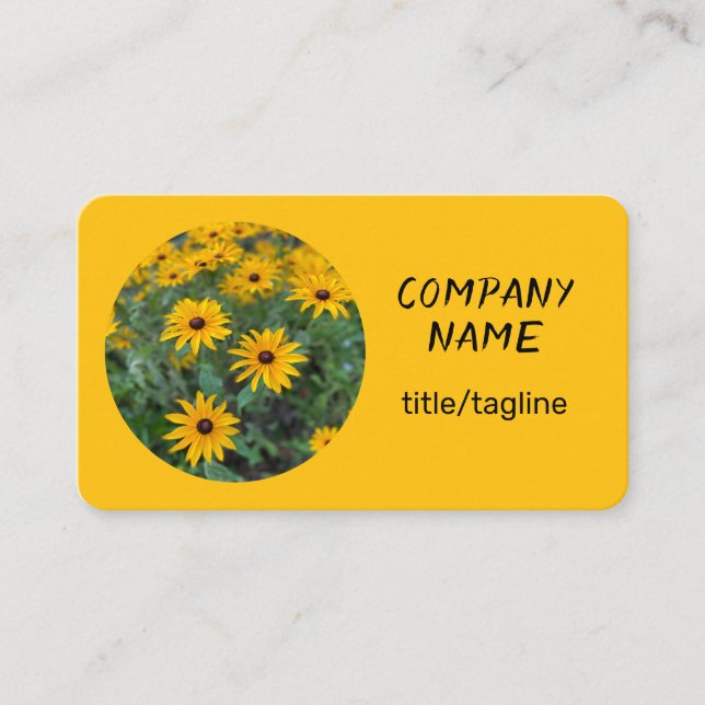 Solblommor med stark gult visitkort (Framsida)