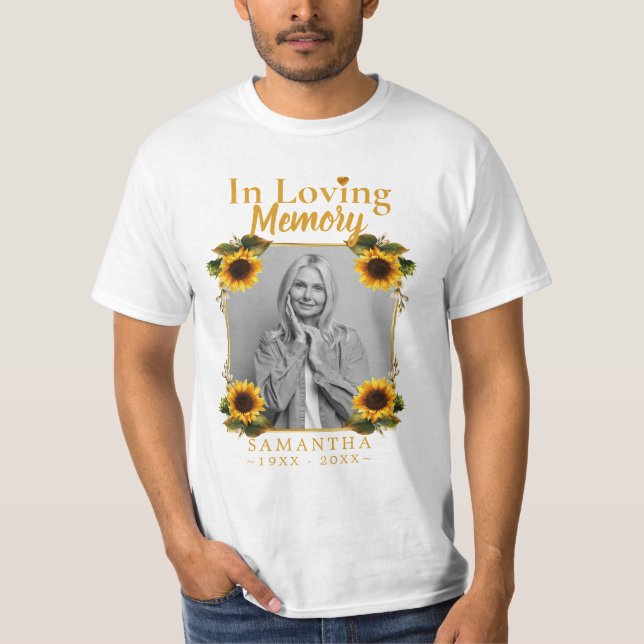 Solblommor Memorial Photo Loss Mor T-Shirt (Framsida)