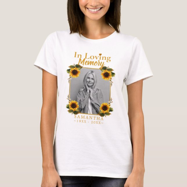 Solblommor Memorial Photo Loss Mor T-Shirt (Framsida)