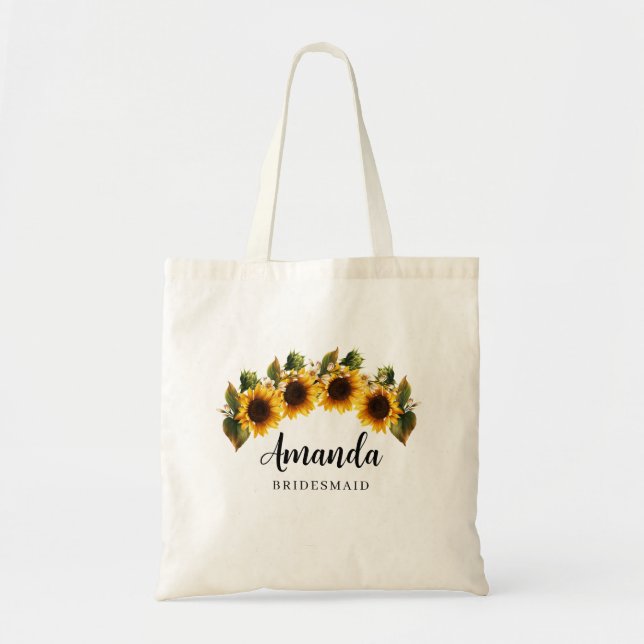 Solblommor - minimalt Bridesmaid Tote Bag Tygkasse (Framsidan)