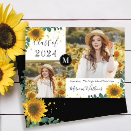Solblommor Monogram Photo Studenten annonsering Meddelande
