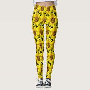Solblommor Mönster Cust. BG Färg Black Legging