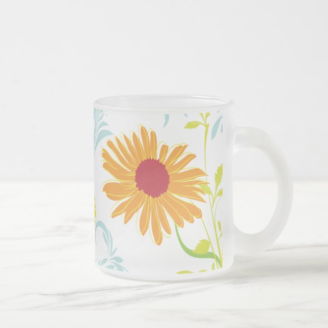 Solblommor mönster frostad glasmugg (Höger)