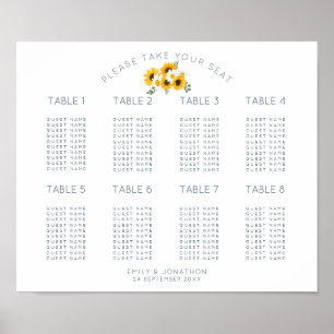 Solblommor Motif 8 Bord 80-kvadratiskt sittdiagram Poster