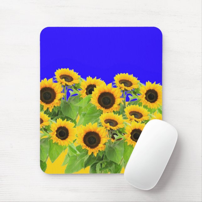 Solblommor Mouse Pad - Ukraina Flagga Färg Musmatta (Med mus)
